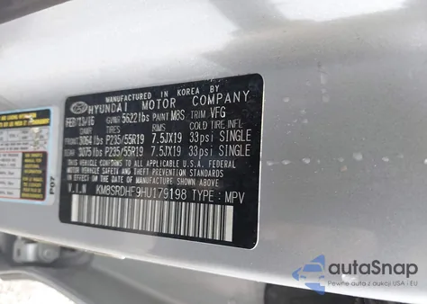 2017 Hyundai Santa Fe Limited Ultimate from USA, damaged, VIN KM8SRDHF9HU179198